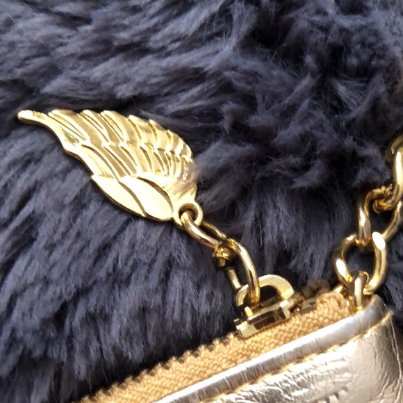 Victoria’s Secret Angel Wings Gold Heart Keychain Metallic Zipper Zip Top Pouch - Picture 5 of 9